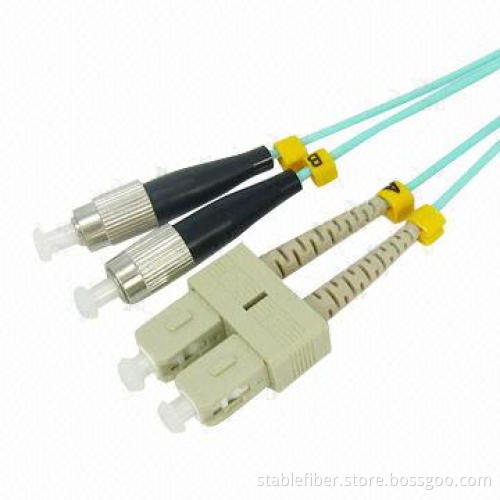 OM4 MM Duplex SC-FC Patch Cord with Ultra Low Back Reflection and Low Insertion Loss